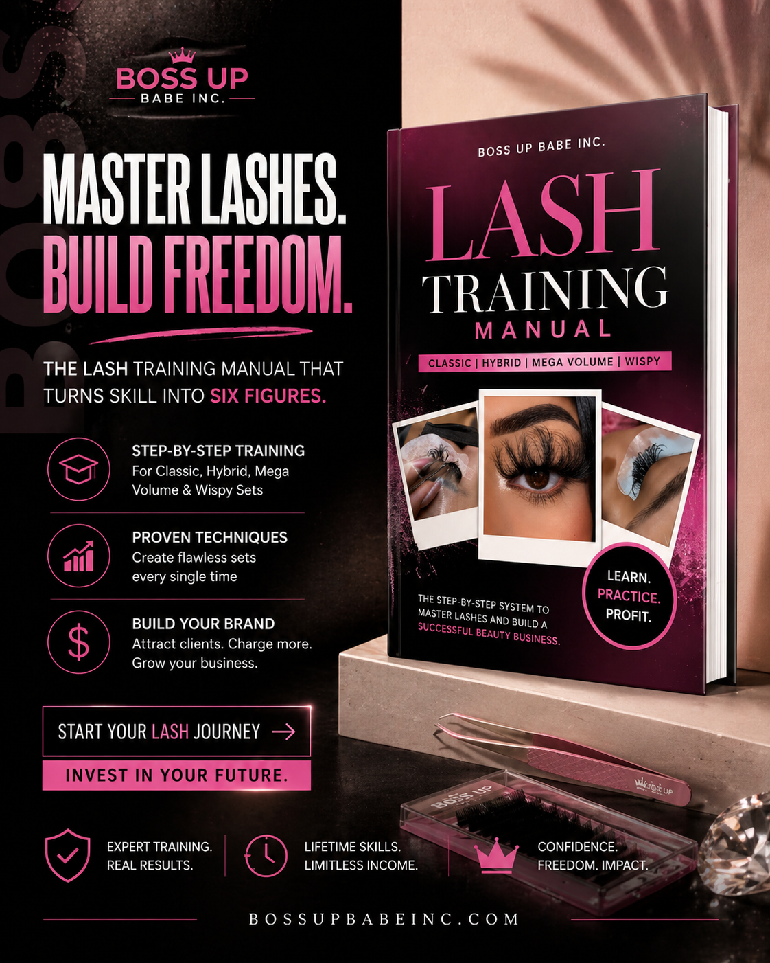 Professional Lash Extension Training Manual - Complete Guide to Classic, Hybrid & Volume Lashes